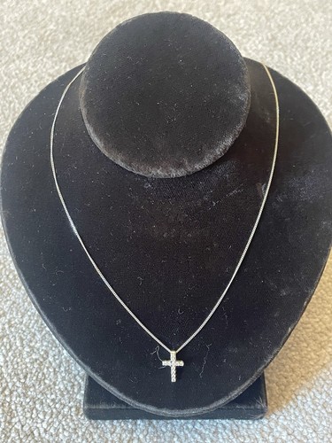 White gold cross necklace - white,