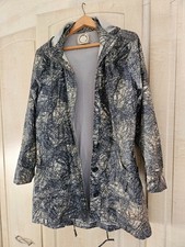 LADIES COAT by AVOCA Black and Cream shower proof Raincoat + detachable hood 12