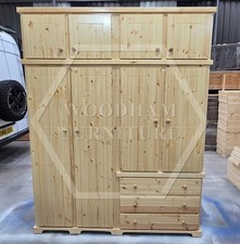 HANDMADE BALTIC PINE 3 DRAWER 4 DOOR WARDROBE WITH TOPBOX (NOT FLATPACKED)