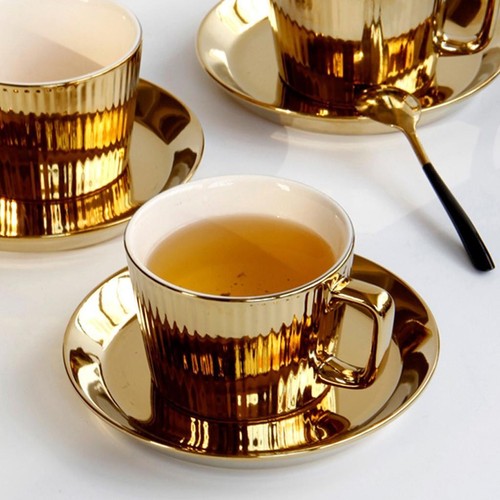 Gold plated tea coffee cup - gold,