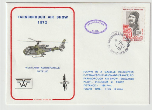 1972 france flown cover - france,