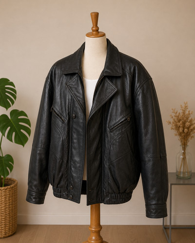 Vintage men real leather black