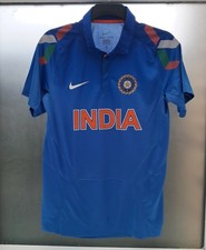 Nike India National Cricket Mens Jersey M Blue Polo Shirt Dri Fit BCCI Team
