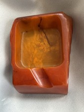Art Deco Carvacraft Amber Phenolic Bakelite Desk Tidy/ Ashtray