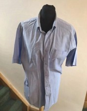 Tern Short Sleeve Button Collar Blue Shirt Size Large