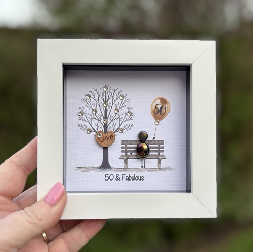 50th birthday glass pebble - glass,