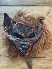 Horror Halloween Brown Werewolf Mask With Real Looking Eyes