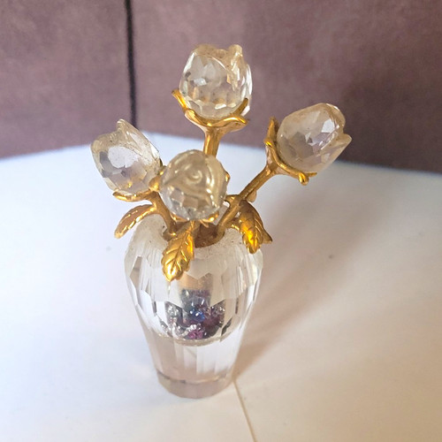 Faceted clear glass vase - faceted,