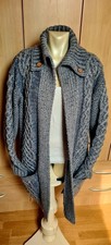Aran Woollen Mill vintage denim blue Merino wool long line cardigan - size M