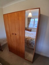 Vintage Wrighton Teak Triple Wardrobe With Mirror