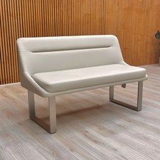 Furniture Village 'Avorio' Neutral Faux Leather High Back Dining Bench BRAND NEW