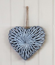 Medium Wicker Swirl hanging Heart 25 cm - Grey - Home Décor- small