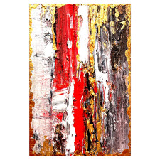 Abstraction 2 Volumetric textured impasto mixed media painting  6x 4in