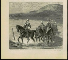 1883 Antique Print - SOUTH AFRICA RIVER TUGELA ZULU KING MILITARY ESCORT  (207B)