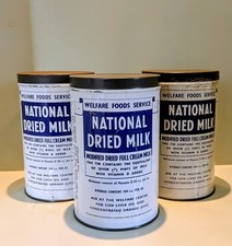 Vintage National Dried Milk Tin x 3 Ministry of Food Collectible Advertising Tin