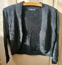BHS black sparkle bolero / shrug with 3/4 sleeves, size 10 - see Description