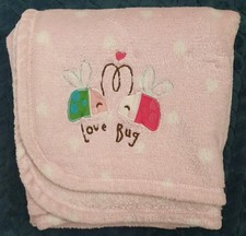 Primark Love Bug Pink Fleece Blanket Early Days Ladybirds Ladybugs Preloved