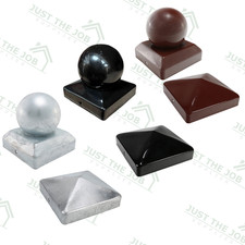 METAL FENCE POST CAPS | Oxide Red / Galvanised / Black | ALL SIZES 50 75 100mm