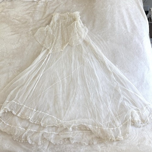 Antique vtg white tulle long - antique,
