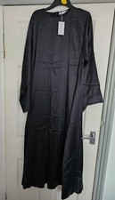 Women Black Closed Abaya Satin