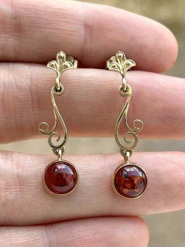 Vintage 9ct gold baltic amber - gold,