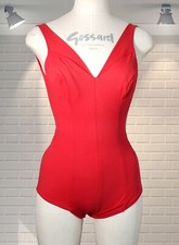 Vintage 1950s RARE Swimsuit Panelled Bathing Suit SPIRELLA Metal Zip UK 6 Pin up