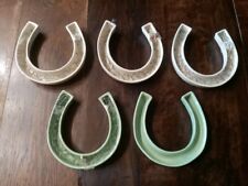 Job Lot of 5 Vintage Lovatts Stoneware Green & White Posy Vase Lucky Horse Shoe