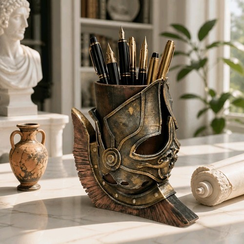 Achilles greek helmet pen - helmet, pot