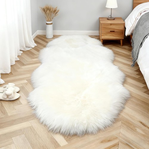 Fluffy faux sheepskin rug - sheepskin,