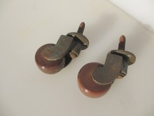 Victorian Brass & Ceramic Furniture Castors Trolley Wheels Old Antique Vintage 2
