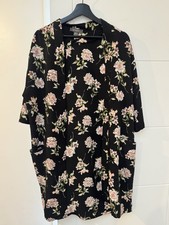 Black & pink floral kimono