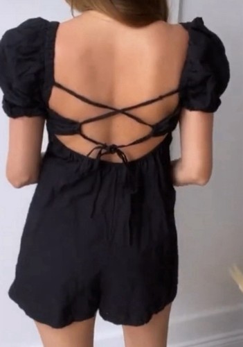 Zara black playsuit strappy - playsuit,