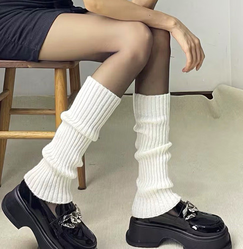 Women white ribbed knit knee - women's,