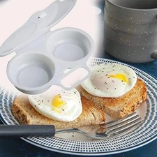 Microwave Egg Poacher Kitchen Steam Maker Cooker 2 Eggs Poach Breakfast Kitchen.