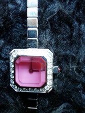 Corum Sugar Cube Ladies Watch, Diamond Bezel on Bracelet Pink Dial, 137.424.47