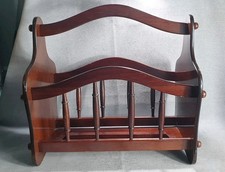 Vintage Wooden Magazine Rack Holder Mid Century Spindle Storage Organizer