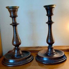 PAIR OF 19c OAK TURNED