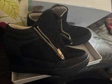 Black Sparkle Wedge Platform