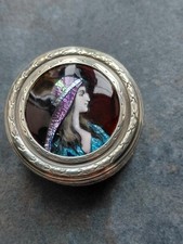 Limoges portrait enamel silver
