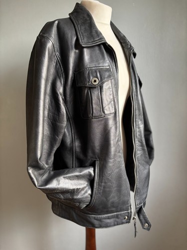 Distressed leather trucker - distressed,
