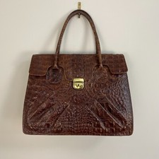 Faith Underarm Bag Handbag Shoulder Brown Leather Flap Side Reptile Medium
