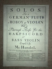 Solos For Flute A Hoboy Or Violin With Harpsichord Or Bass Violin by Handel