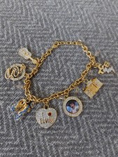 The Elvis Showstopper Crystal Charm Bracelet 24k Plated Gold Bradford Exchange