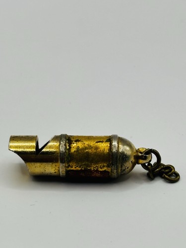 Vintage round brass whistle - vintage,
