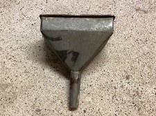 Large Vintage Galvanised Fuel Funnel With Brass Wire Mesh Filter. VintageTractor