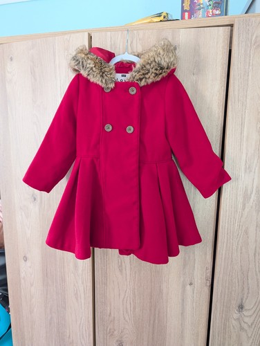 Girls red felt smart coat - f&f,