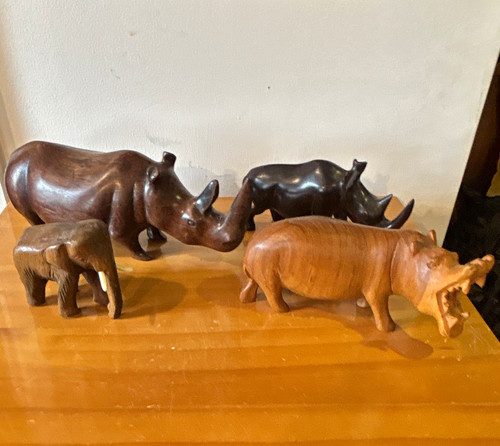 African carved rhinoceros - carved,