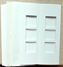 5 Double Fold White Card Blanks 100 x 210mm with 3 x 38mm Sq Apertures NEW