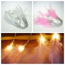 LED Fluffy Feather Fairy String Lights Battery Bedroom Home Party Wedding Decor