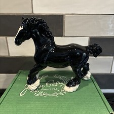 BESWICK HORSE CANTERING SHIRE MODEL No. BCC 96  BLACK GLOSS PERFECT BOXED